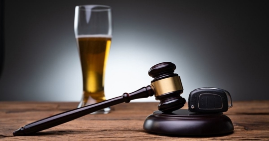 beer, car keys, and gavel